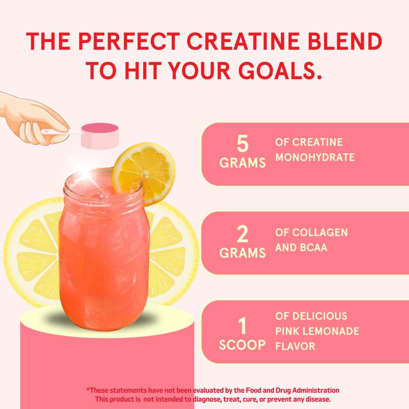 Peach Perfect Creatine Monohydrate Powder with Collagen & BCAAs - 5G Vegan Energy Boost for Women, 30 Servings for Enhanced Performance & Muscle Support