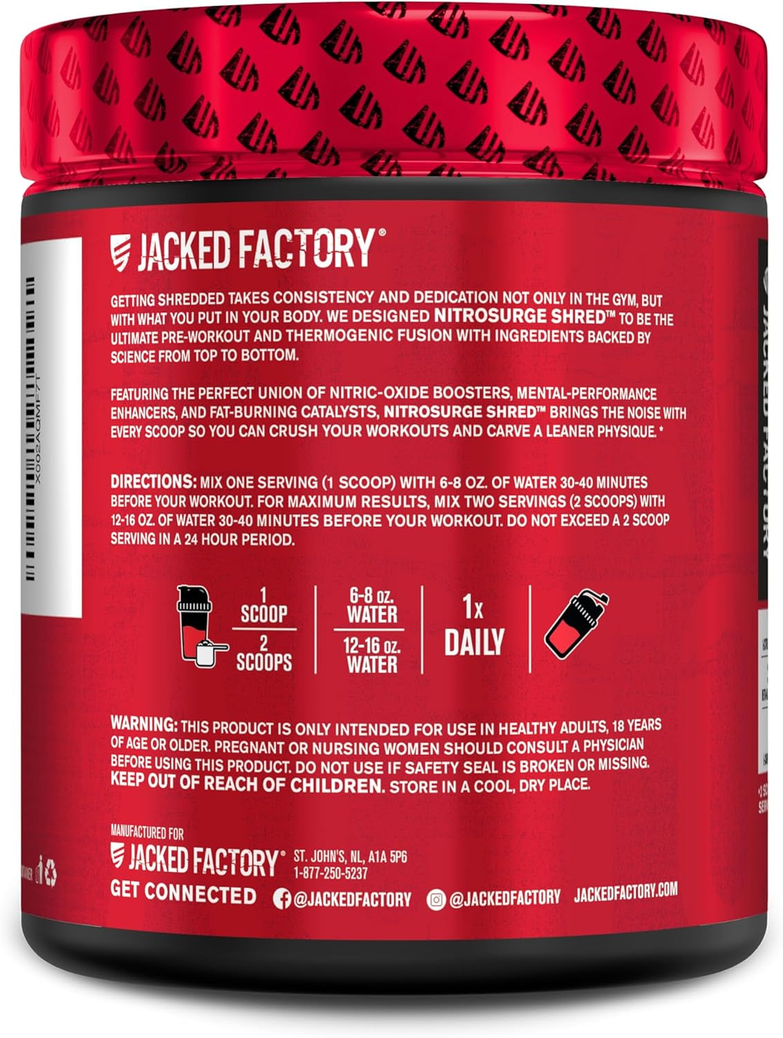 NITROSURGE Shred Pre-Workout - Unleash Energy, Strength & Focus with Intense Pumps - 30 Servings of Delicious Fruit Punch!