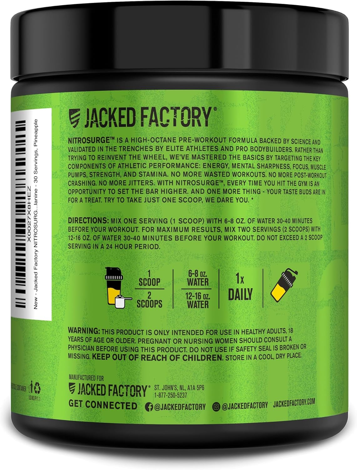NITROSURGE Pre-Workout Supplement - Unleash Explosive Energy, Strength, and Focus - Nitric Oxide Booster with Beta Alanine - 30 Servings, Delicious Pineapple Flavor