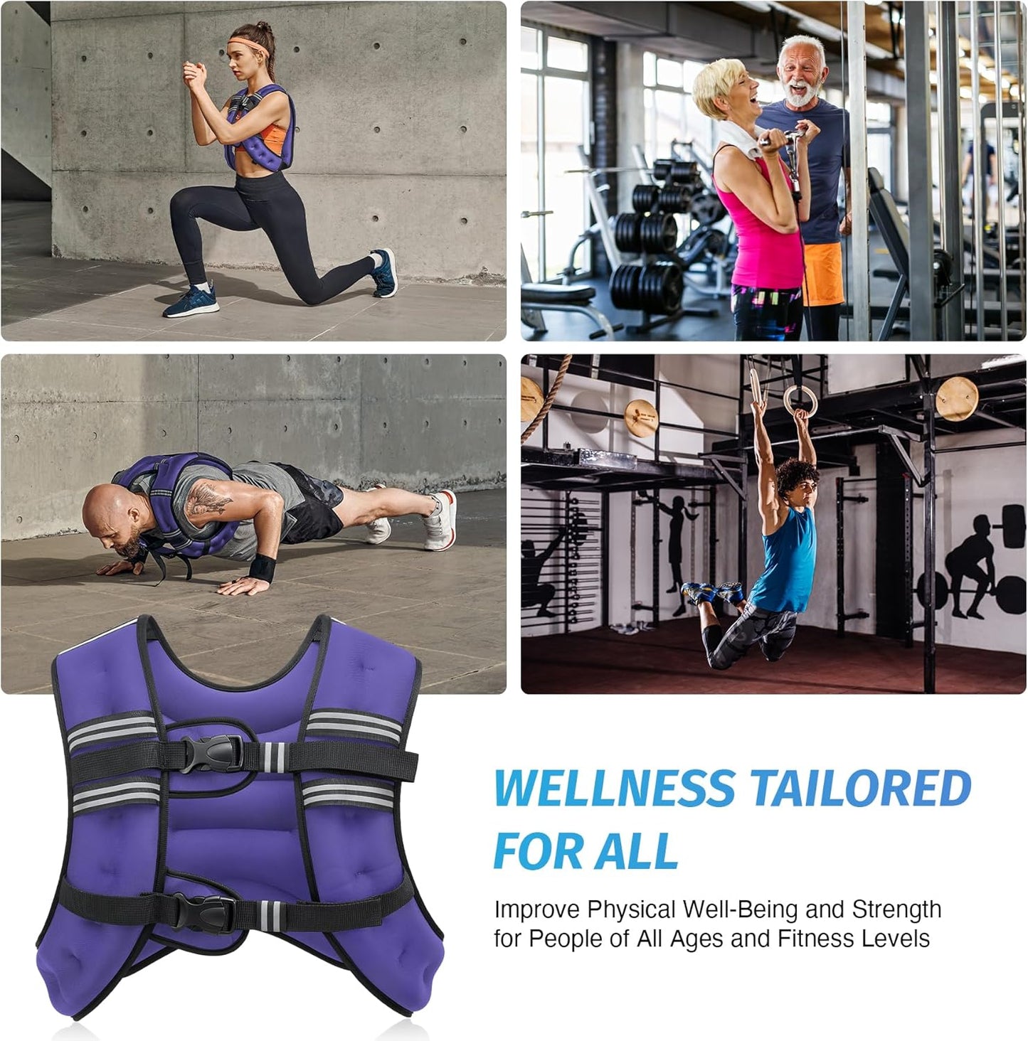 Adjustable Weighted Vest with Reflective Stripe for Improved Workout Performance and Strength Training