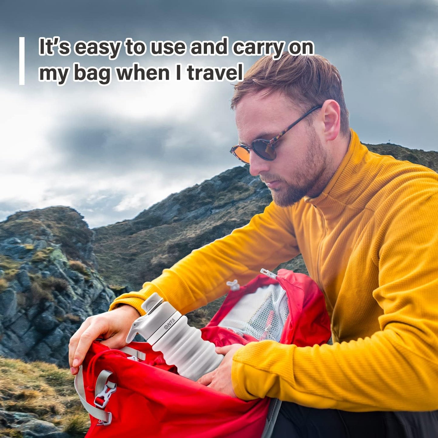 20oz BPA-Free Silicone Collapsible Water Bottle - Portable, Leakproof, Easy to Clean, Shatter-Resistant, Travel-Friendly