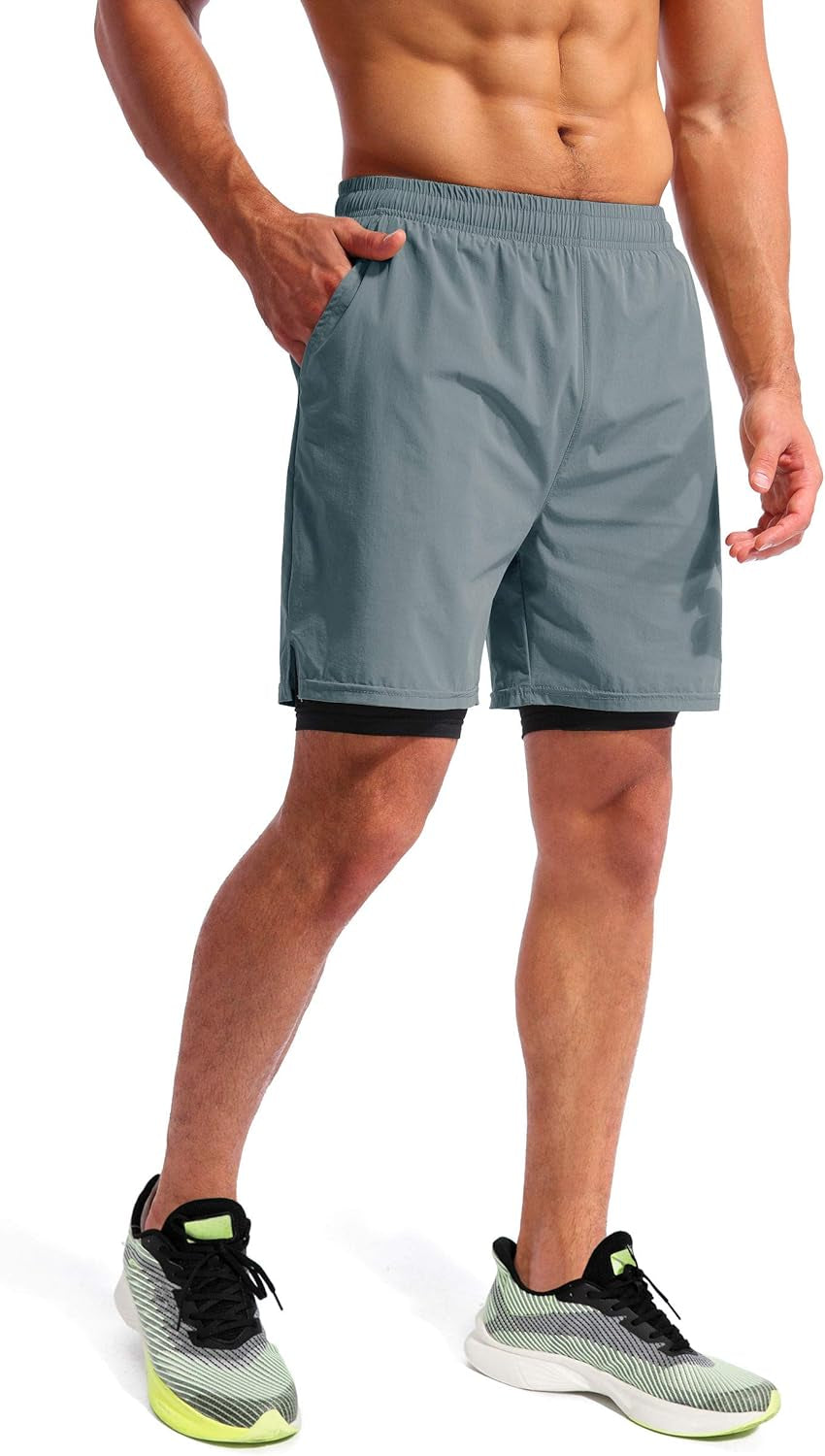 Men's 2-in-1 Quick-Dry Running Shorts with Phone Pockets - 5"/7" Athletic Workout Gear
