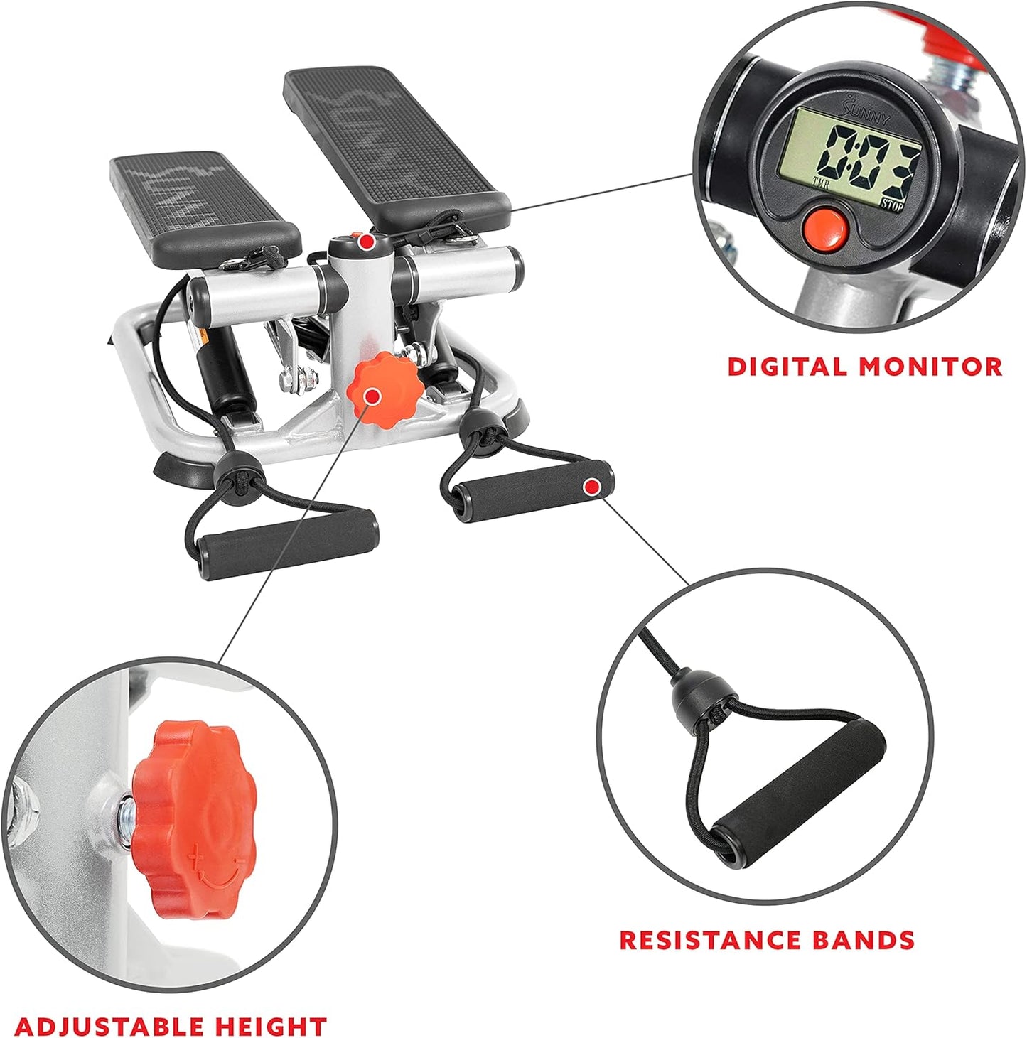 Elevate Your Home Workout: Mini Steppers with Full Body Cardio, Sunnyfit App Integration & Resistance Band