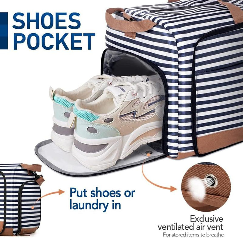 Lekesky Multi-Pockets Travel Bag Foldable Girluxe Dufflebag with Shoes Compartment,Large Travel Bag Gym Bag for Women 80L