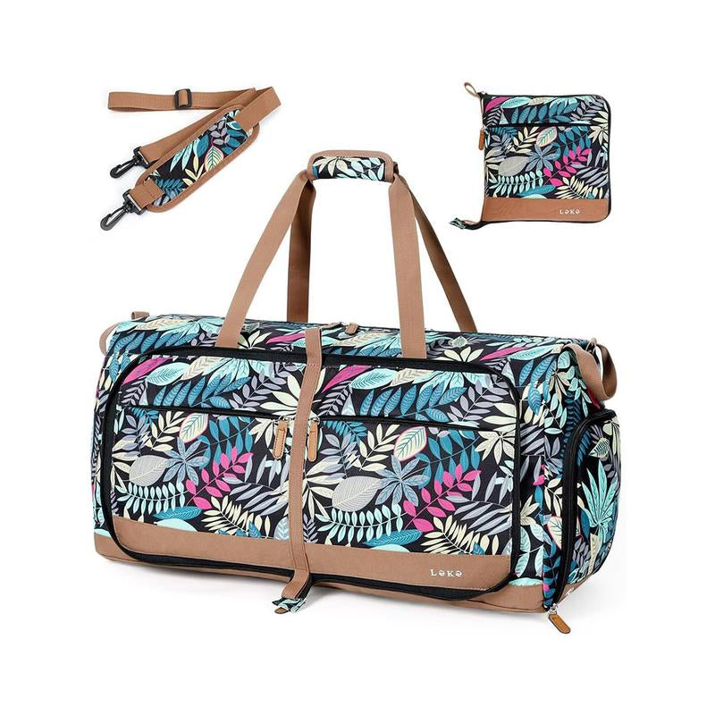 Lekesky Multi-Pockets Travel Bag Foldable Girluxe Dufflebag with Shoes Compartment,Large Travel Bag Gym Bag for Women 80L