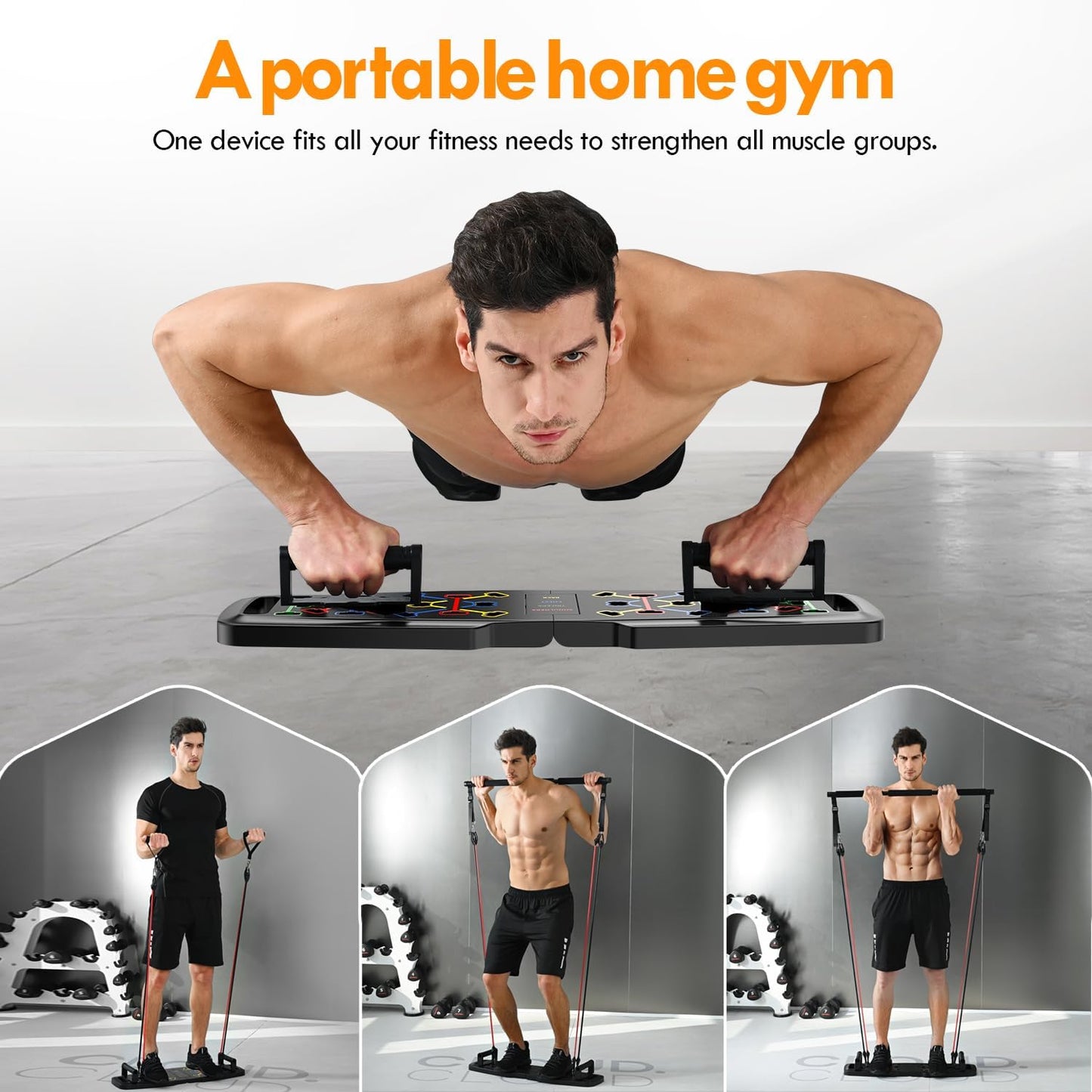 Ultimate Home Gym Set: Push-Up Board, Pilates Bar, Resistance Bands, Ab Roller & 20 Accessories for Full Body Workouts!
