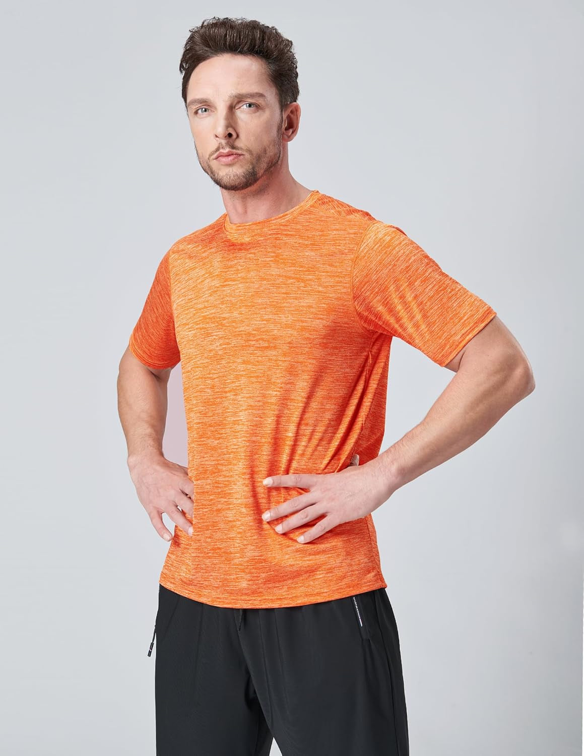 Men's 5-Pack Quick-Dry Athletic Crew Neck T-Shirts for Running and Gym Workouts