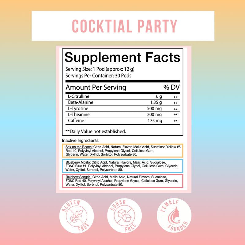 Peachy Nutrition Cocktail Party Pre-Workout Pods - Energize Your Workout!