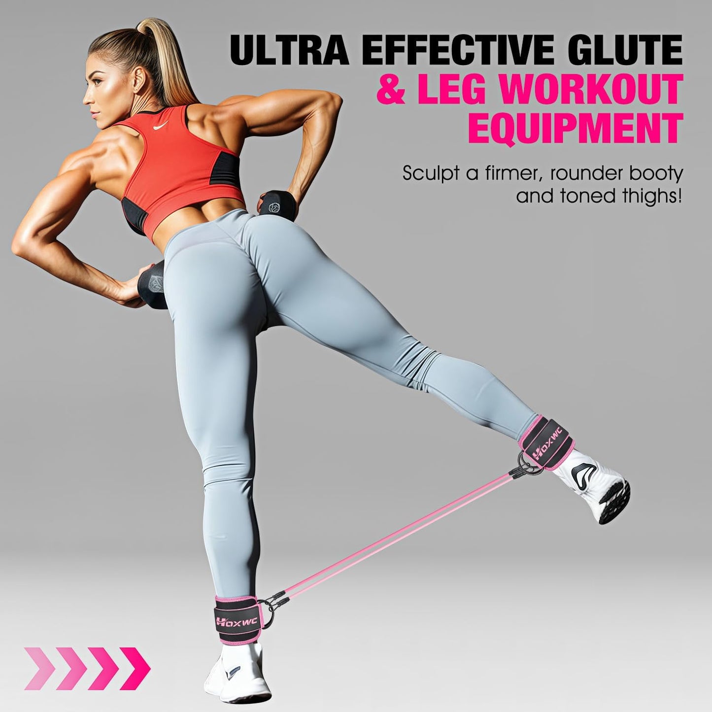 Ankle Resistance Bands with Cuffs for Leg and Booty Workouts - Fitness Training Equipment for Hip Kickbacks and Butt Lifting for Women