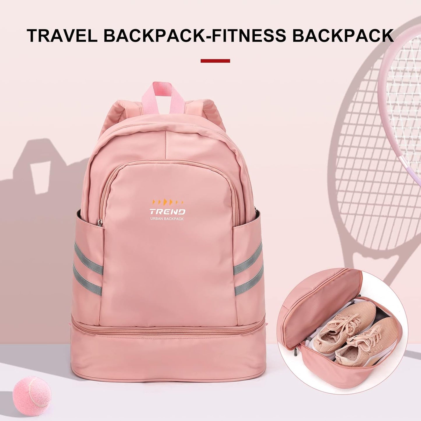 Versatile Women's Waterproof Gym Backpack with Shoe Compartment & Wet Pocket - Perfect for Travel & Sports!