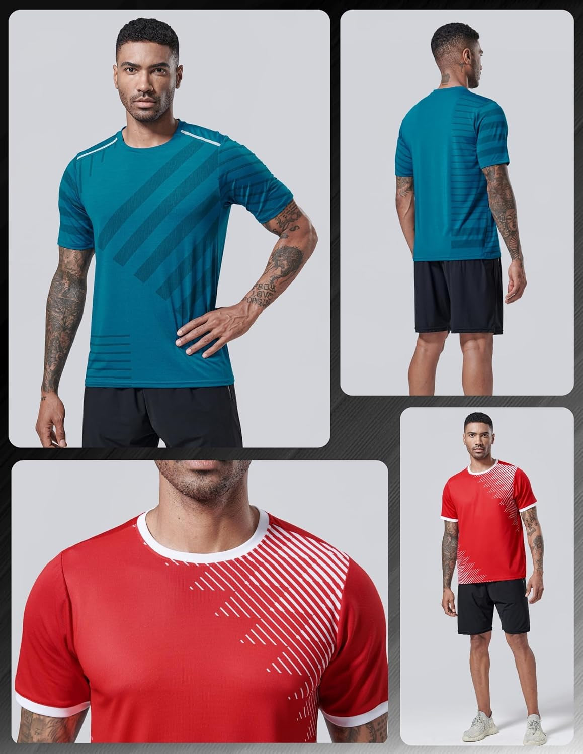 Men's 5-Pack Quick-Dry Athletic Crew Neck T-Shirts - Perfect for Running and Gym Workouts