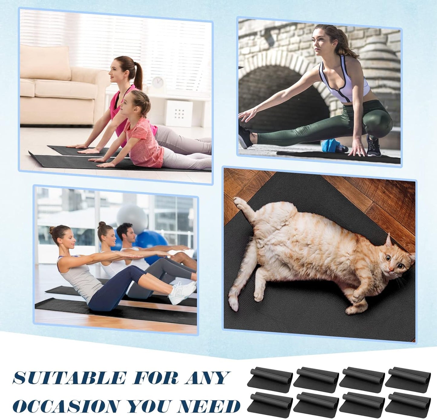 10 Pack Yoga Mats Bulk, 68'' X 24'' X 4Mm Thick Yoga Mats for Kids and Adult Gym Mats Bundle Latex Free Exercise Mats with Non Slip Texture for Outdoor Yoga, Pilates or Workout