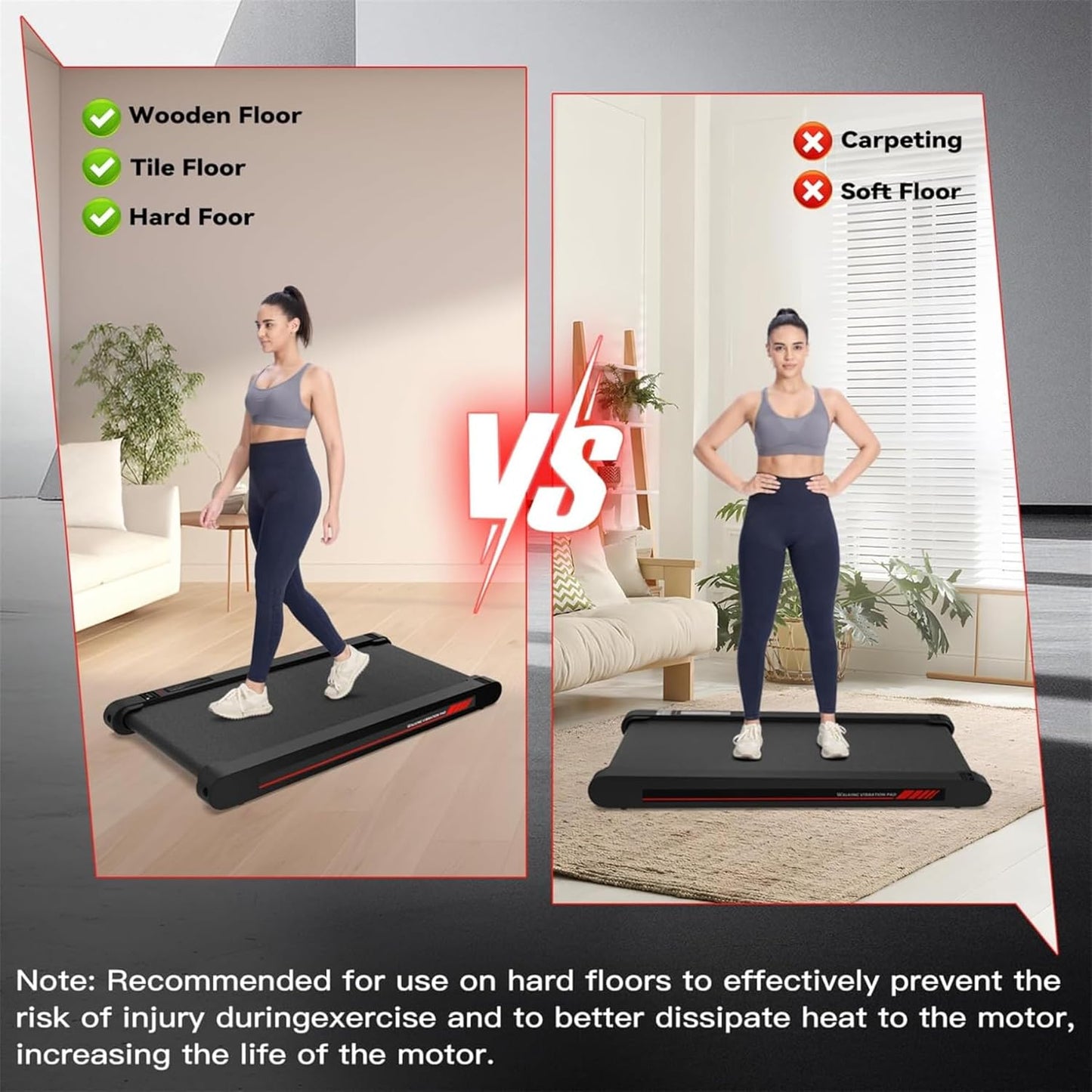 Smart Walking Vibration Pad with App Integration - 3-in-1 Under Desk Treadmill, 2.5HP Quiet Portable Treadmill with Remote Control for Home and Office Use