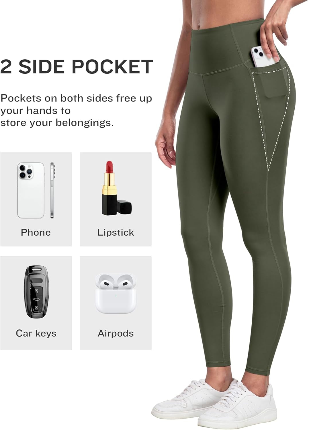 High-Waisted Women's Tummy Control Leggings with Pockets - Set of 6 Soft Yoga Pants