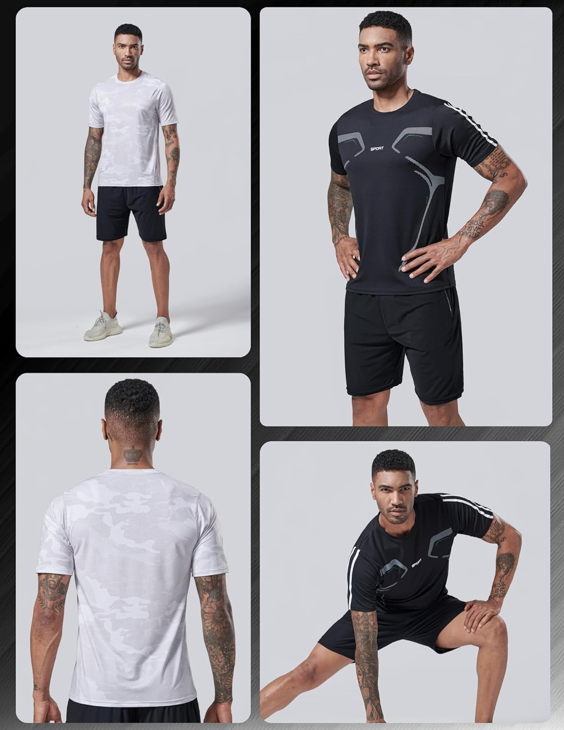Men's 5-Pack Quick-Dry Athletic Crew Neck T-Shirts - Perfect for Running and Gym Workouts