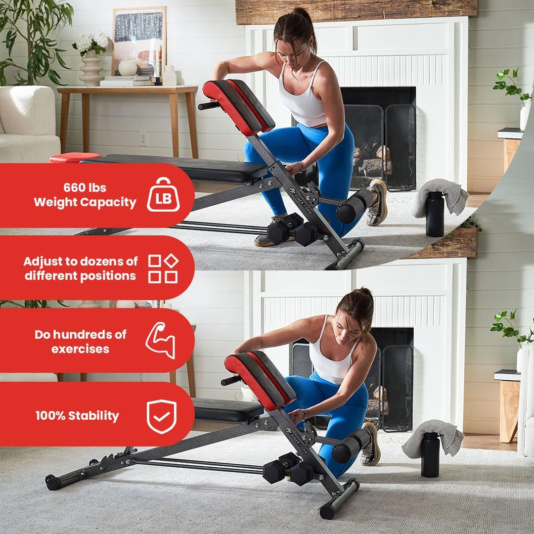 Transform Your Home Gym with the Finer Form Multi-Functional Adjustable Weight Bench – Perfect for Back Hyperextensions, Bench Press, Roman Chair Exercises, and Sit-Ups!