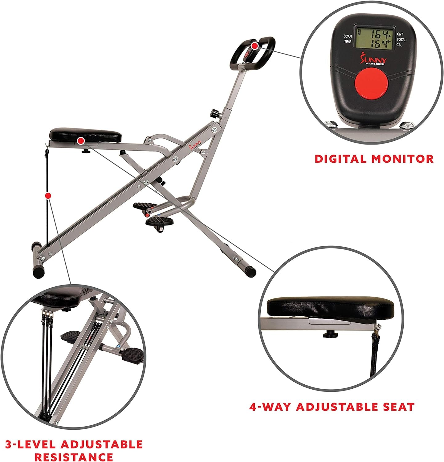 Transform Your Home Workouts with the Row-N-Ride Squat Assist Trainer - Adjustable Resistance & Foldable Design for Total Body Toning in Stylish Colors!