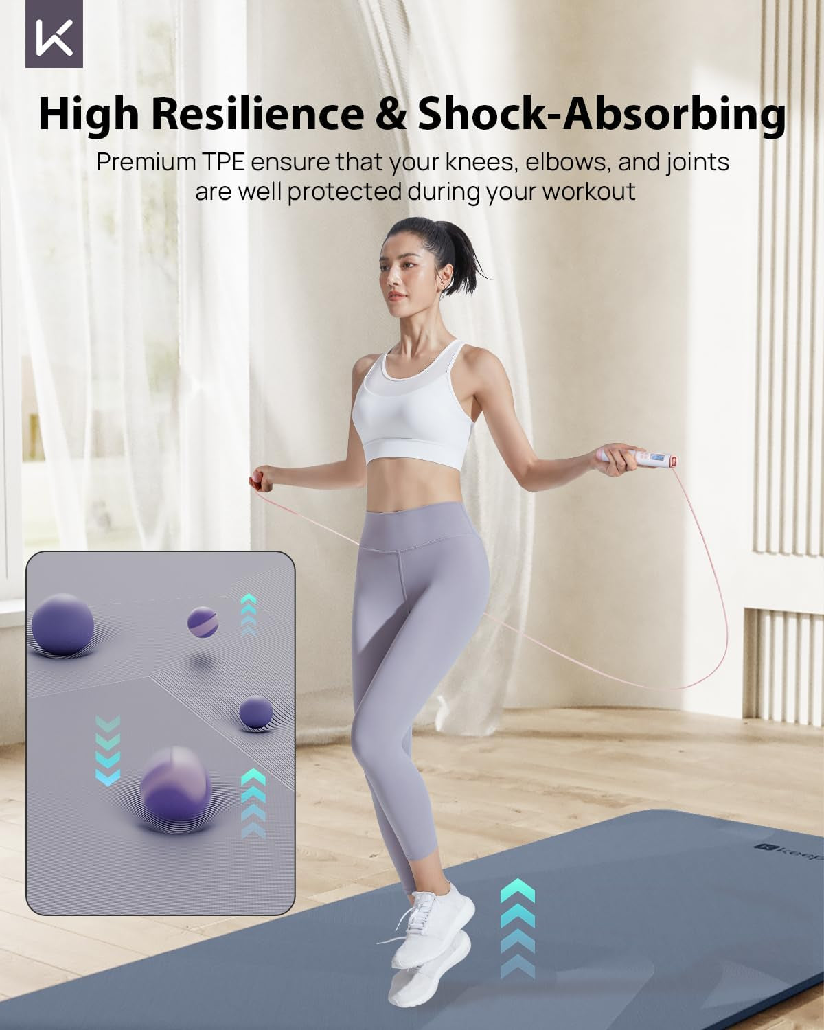 Yoga Mat, 32" Extra Wide Exercise Mat with Strap for Men and Women, 7Mm Thick Double-Sided Non-Slip Eco-Friendly Yoga Mat for Pilates, Workout and Fitness