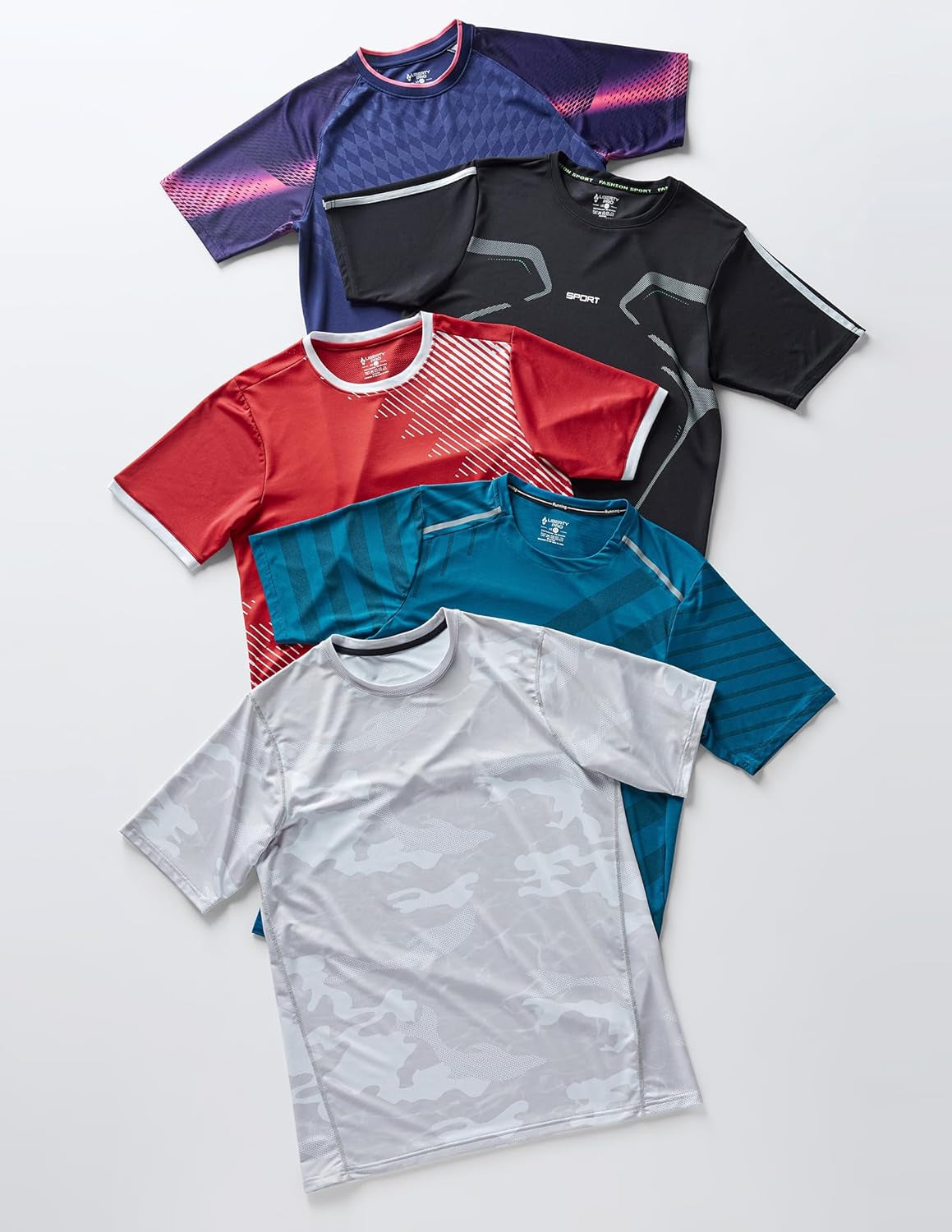 Men's 5-Pack Quick-Dry Athletic Crew Neck T-Shirts - Perfect for Running and Gym Workouts