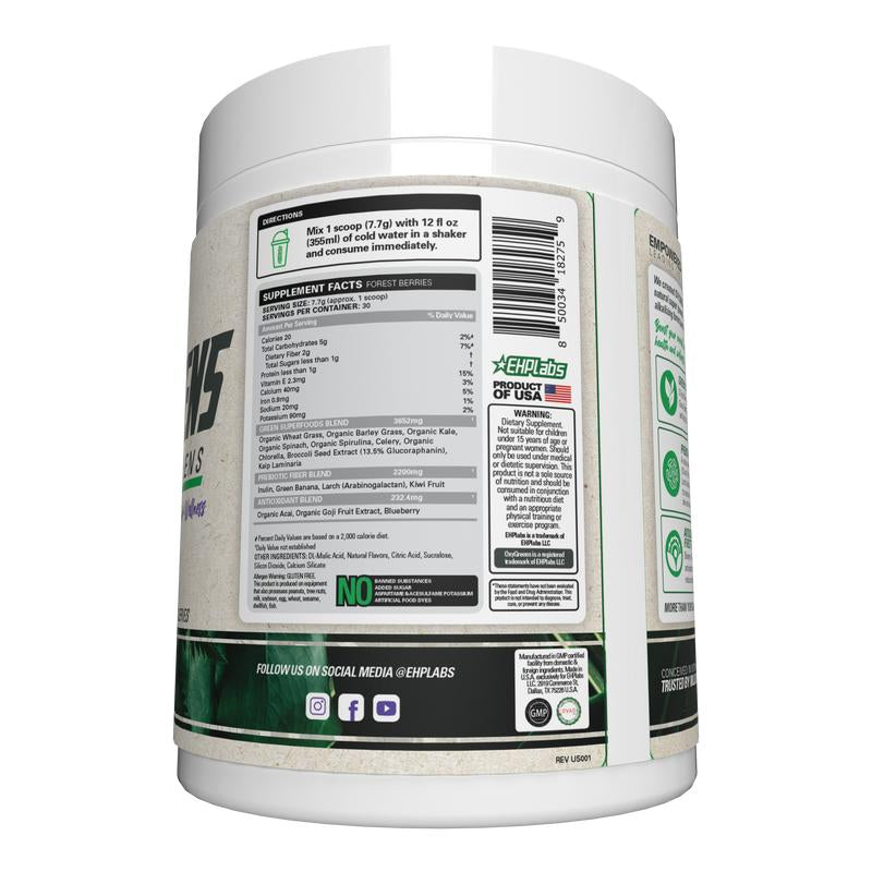 Ehplabs Oxygreens Daily Super Greens Powder - 30 Servings of Organic Fiber & Spirulina for Gut Cleanse, Detox, and Enhanced Digestion