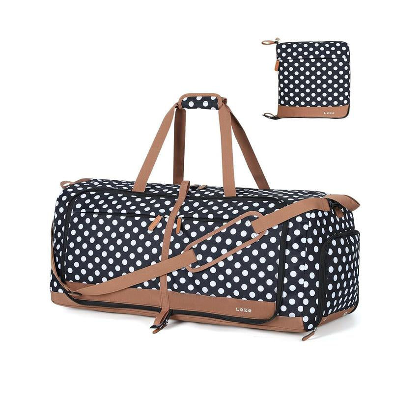 Lekesky Multi-Pockets Travel Bag Foldable Girluxe Dufflebag with Shoes Compartment,Large Travel Bag Gym Bag for Women 80L