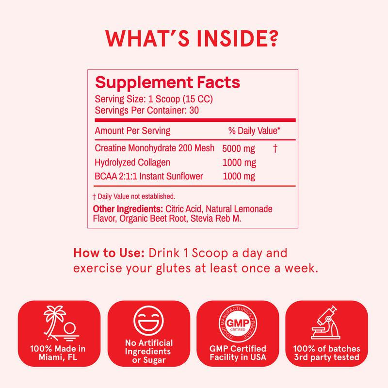Peach Perfect Creatine Monohydrate Powder with Collagen & BCAAs - 5G Vegan Energy Boost for Women, 30 Servings for Enhanced Performance & Muscle Support