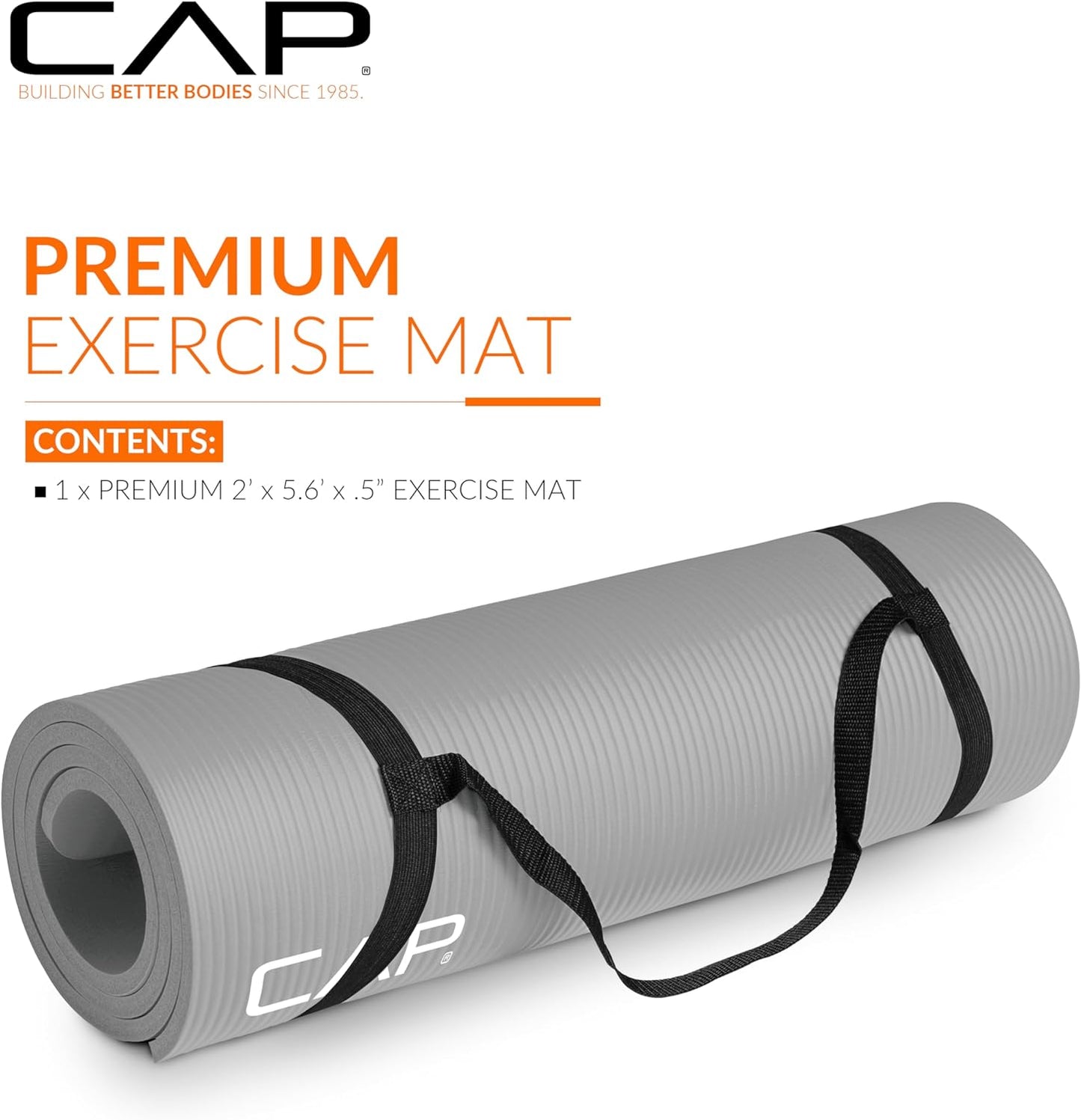 1/2-Inch High Density Exercise Yoga Mat with Strap | Multiple Options
