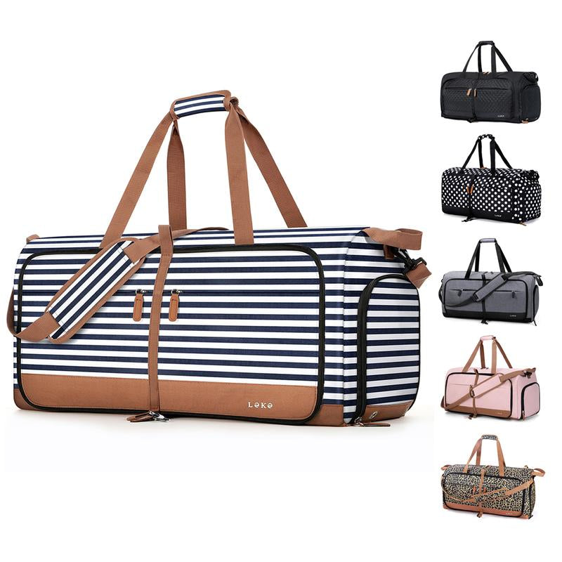 Lekesky Multi-Pockets Travel Bag Foldable Girluxe Dufflebag with Shoes Compartment,Large Travel Bag Gym Bag for Women 80L