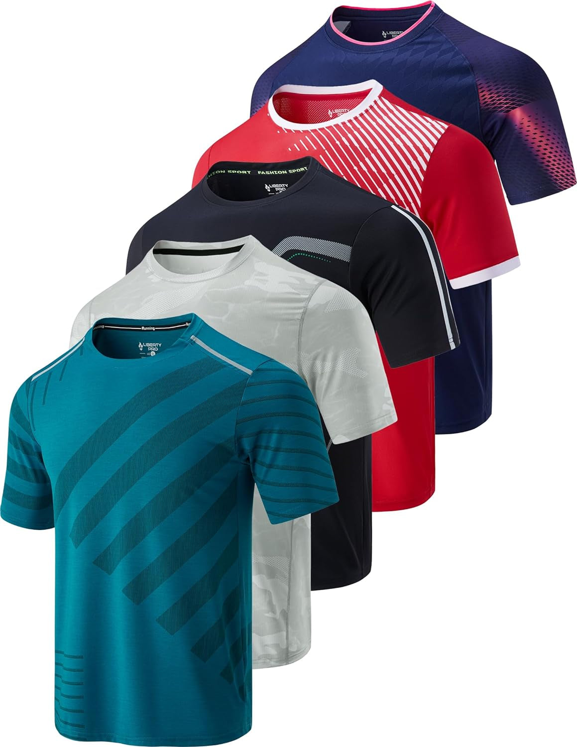 Men's 5-Pack Quick-Dry Athletic Crew Neck T-Shirts - Perfect for Running and Gym Workouts