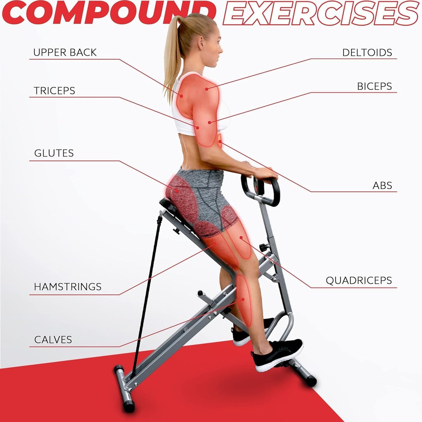 Transform Your Home Workouts with the Row-N-Ride Squat Assist Trainer - Adjustable Resistance & Foldable Design for Total Body Toning in Stylish Colors!