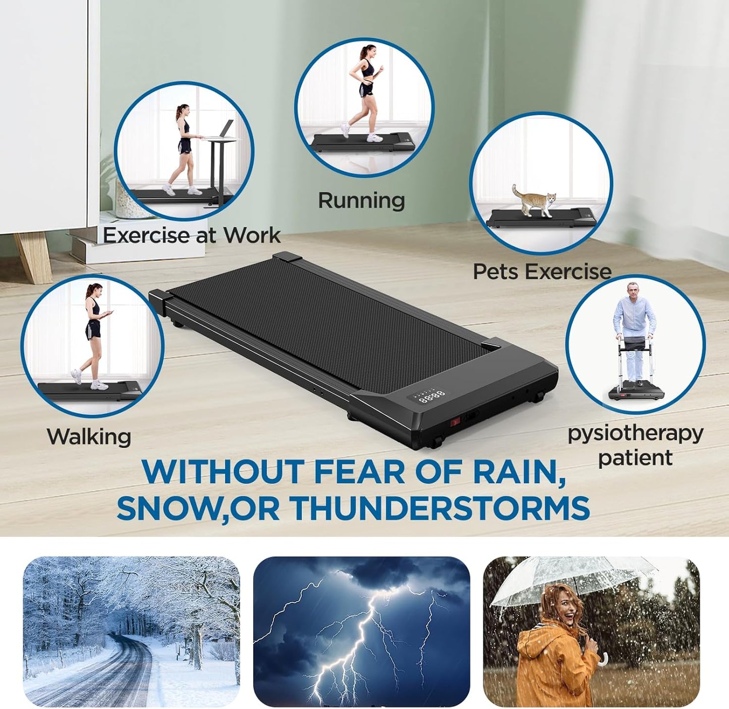 3-in-1 Under Desk Treadmill with Remote Control and LED Display, 2.5 HP Quiet Walking and Jogging Machine for Home and Office, 250 lbs Capacity