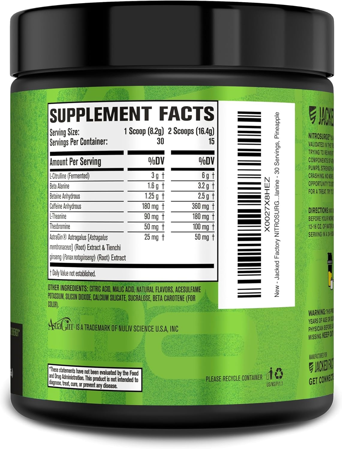 NITROSURGE Pre-Workout Supplement - Unleash Explosive Energy, Strength, and Focus - Nitric Oxide Booster with Beta Alanine - 30 Servings, Delicious Pineapple Flavor