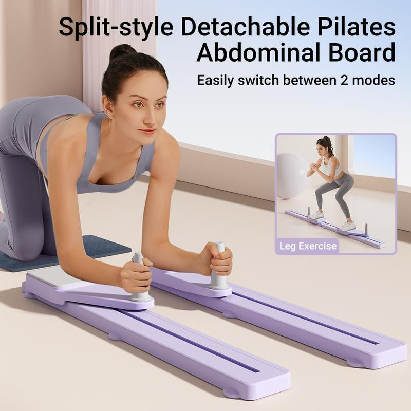 UMAY Ultimate Multi-Functional Split-Style Detachable Pilates Abdominal Board,Split Abs Slide Roller Board, Simulated Skiing, Abdominal, Leg and Core Strength Training Equipment, Home Pilates Reformer with Knee Mat for Home Gym Core & Ab Strength Training