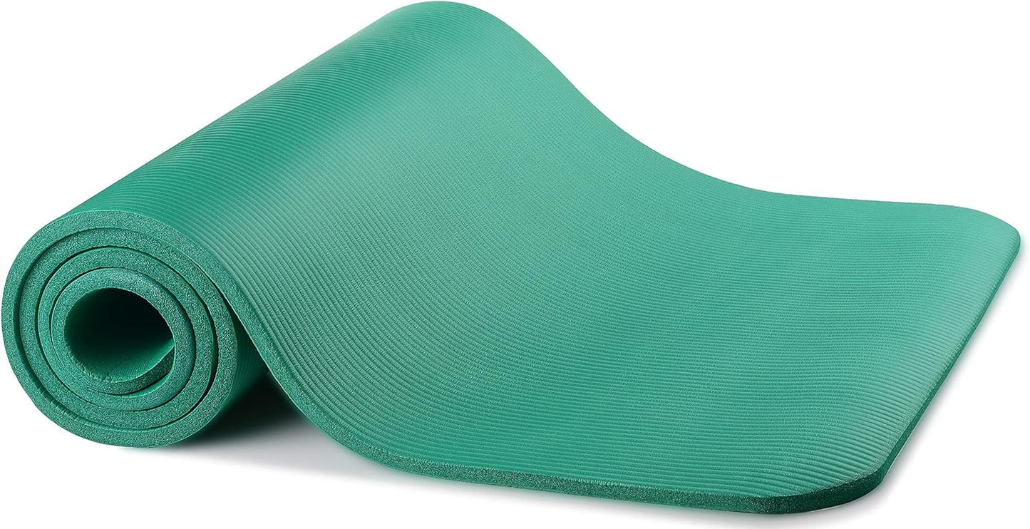 1/2-Inch Extra Thick High Density Anti-Tear Exercise Yoga Mat with Knee Pad and Carrying Strap, Multiple Colors