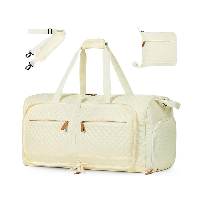 Lekesky Multi-Pockets Travel Bag Foldable Girluxe Dufflebag with Shoes Compartment,Large Travel Bag Gym Bag for Women 80L