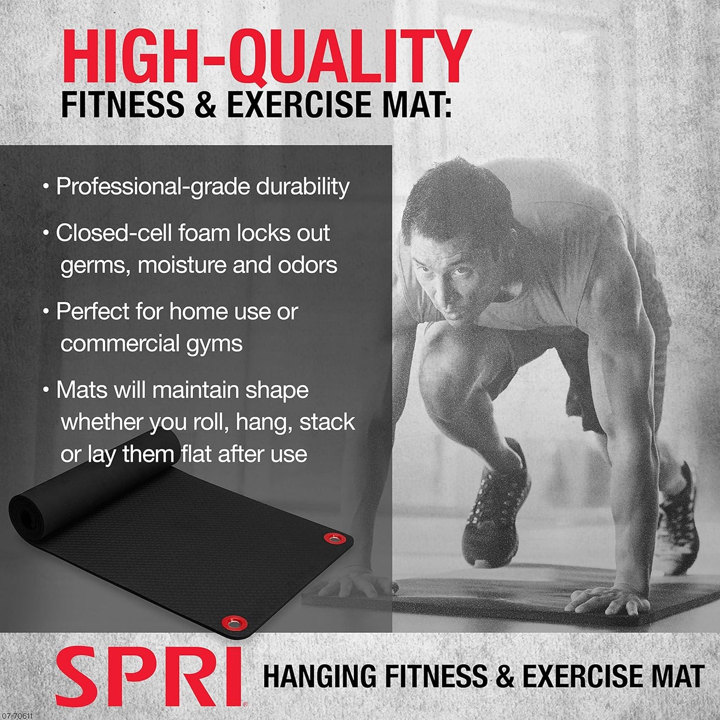 Hanging Exercise Mat, Fitness & Yoga Mat for Group Fitness Classes, Commercial Grade Quality with Reinforced Holes