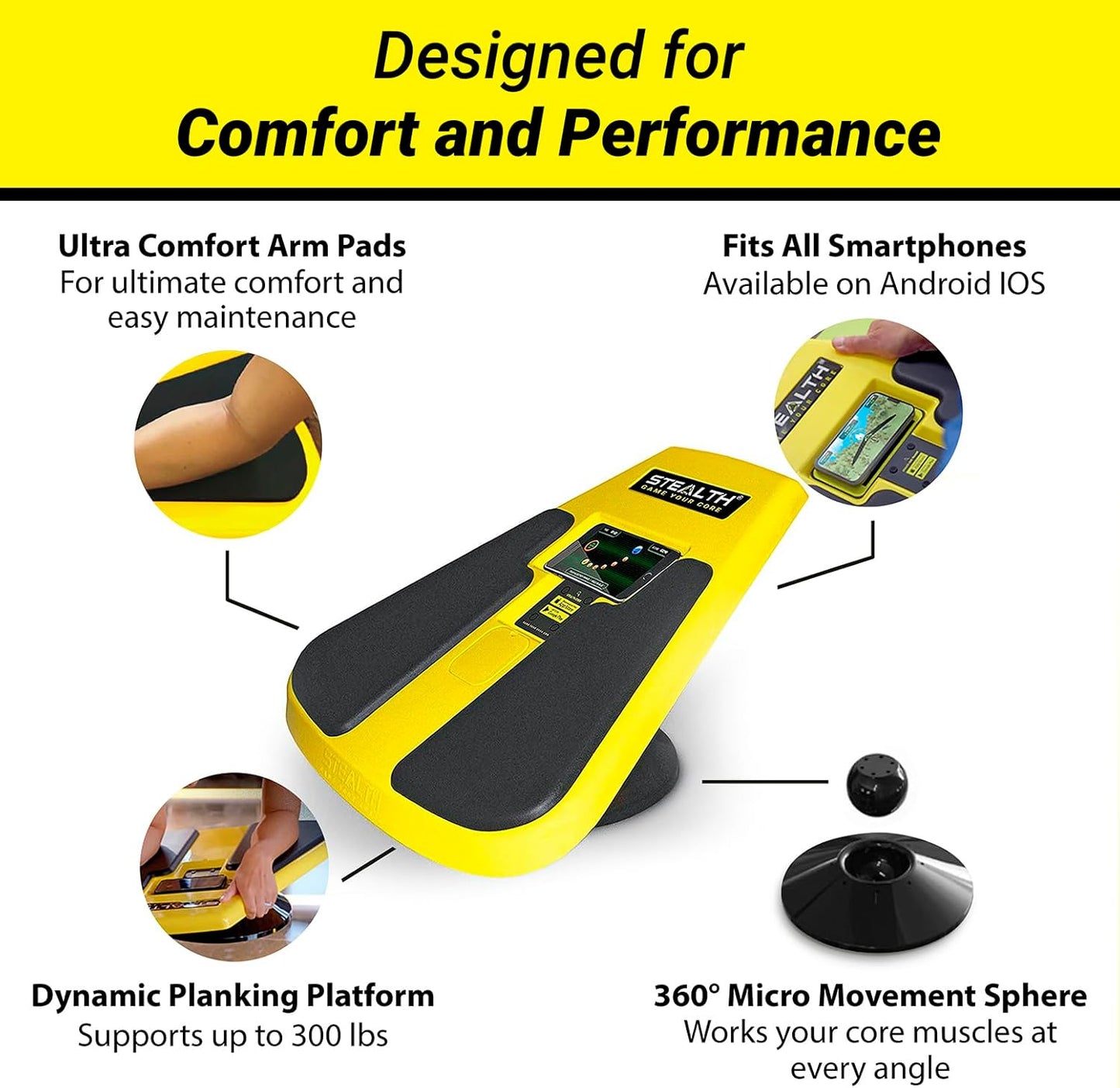 Stealth Core Deluxe Trainer - Revolutionize Your Fitness Regimen with Interactive Mobile Games for Strong Abs and a Lean Core in 3 Minutes Daily; Includes Complimentary iOS/Android App and 4 Dynamic Core Training Games
