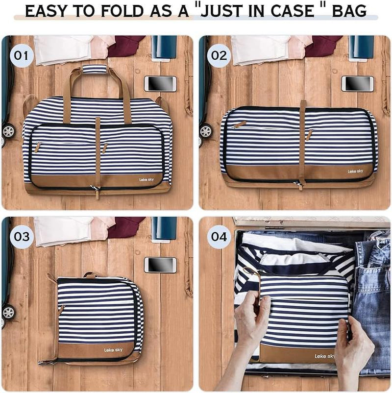 Lekesky Multi-Pockets Travel Bag Foldable Girluxe Dufflebag with Shoes Compartment,Large Travel Bag Gym Bag for Women 80L