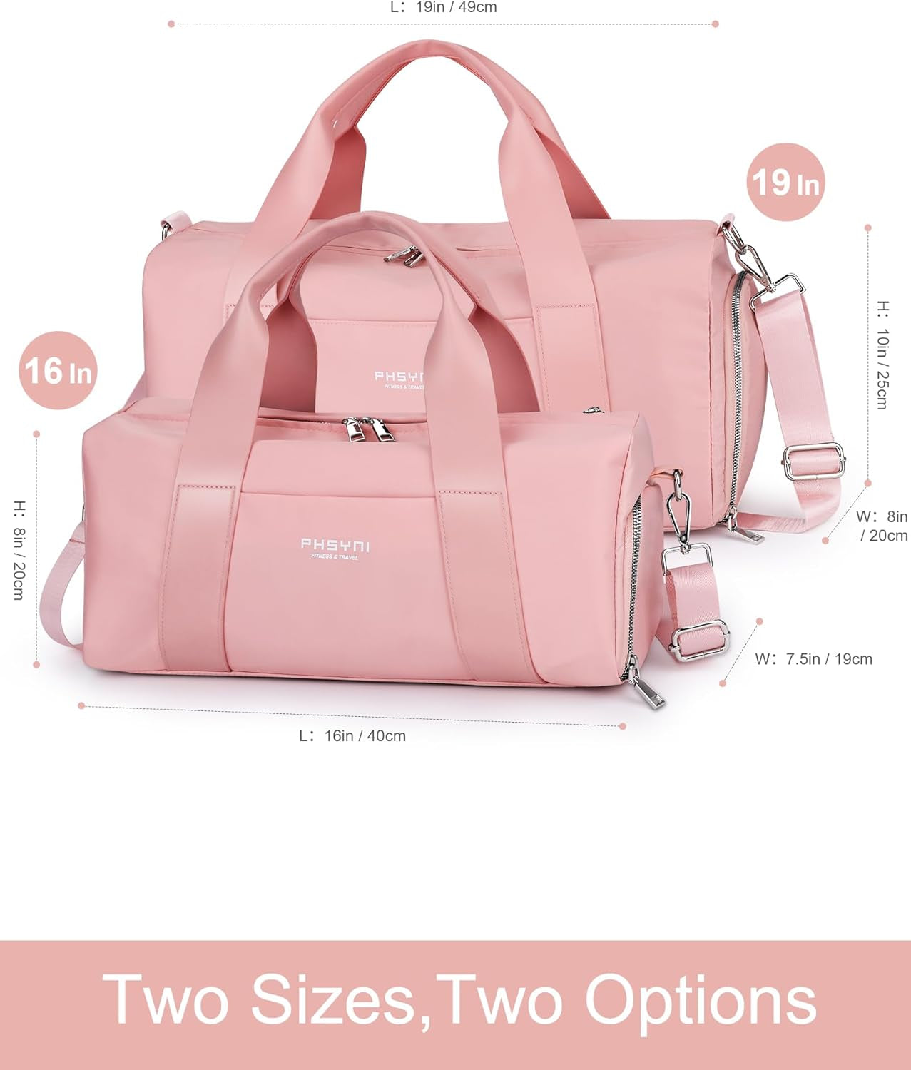 Stylish Compact Sports Gym Bag for Women - Mini Duffle with Wet Pocket & Shoe Compartment, Perfect for Travel & Workouts, 16" in Pink