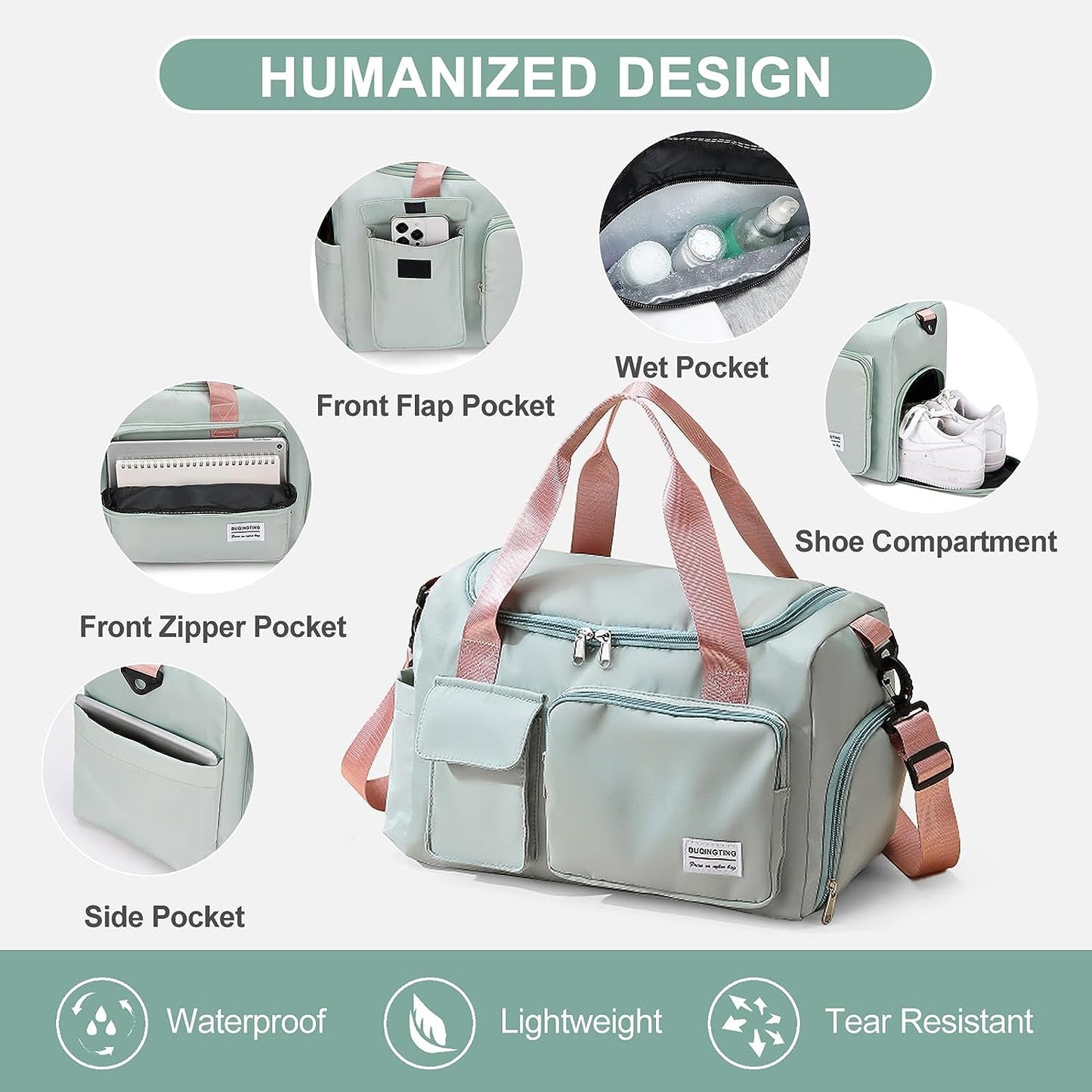 Stylish Women's Travel Duffle Bag - Versatile Gym Bag with Shoe Compartment for Weekend Adventures