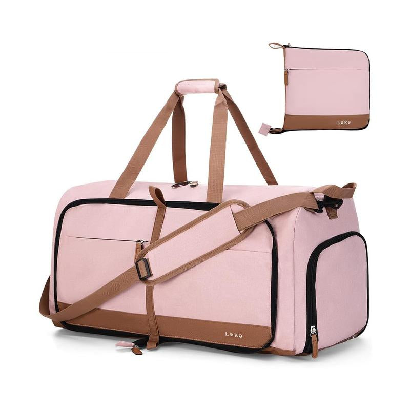 Lekesky Multi-Pockets Travel Bag Foldable Girluxe Dufflebag with Shoes Compartment,Large Travel Bag Gym Bag for Women 80L