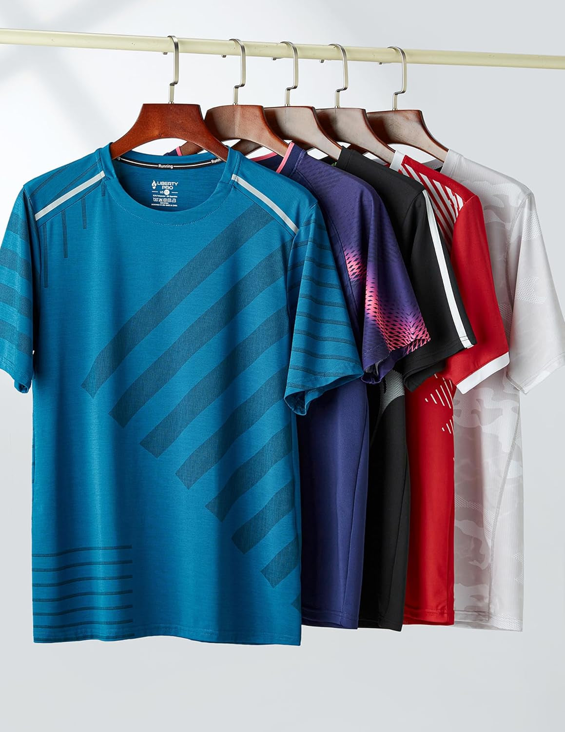 Men's 5-Pack Quick-Dry Athletic Crew Neck T-Shirts - Perfect for Running and Gym Workouts