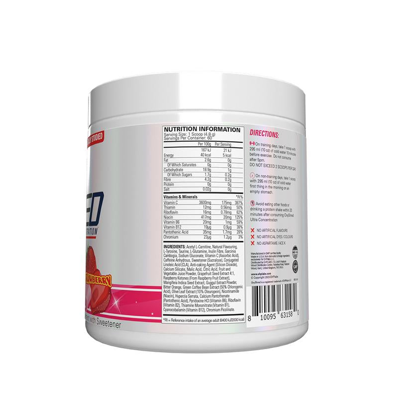 Ehplabs Oxyshred Ultra Concentration Pre Workout Powder - 33 Servings of Sugar-Free, Vegan-Friendly Energy for Optimal Performance - 150mg Caffeine for Men and Women