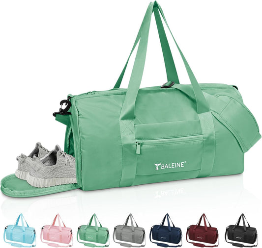 Versatile Waterproof Gym Duffel Bag - Lightweight Sports Bag with Shoe & Wet Clothes Compartments for Weekend Getaways (Green)