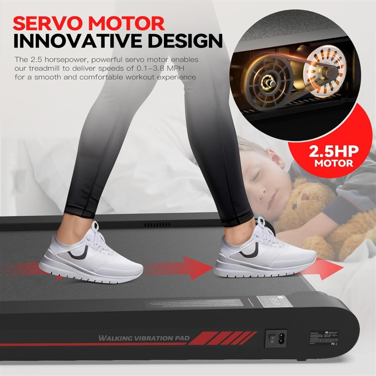 Smart Walking Vibration Pad with App Integration - 3-in-1 Under Desk Treadmill, 2.5HP Quiet Portable Treadmill with Remote Control for Home and Office Use