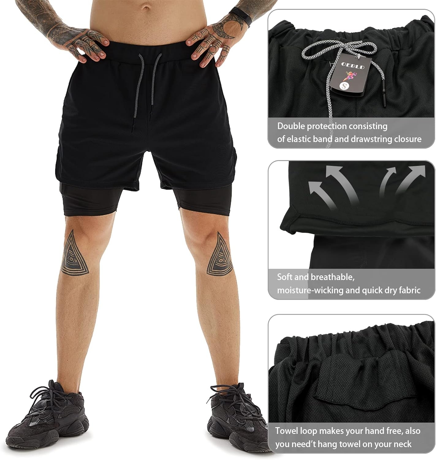 Men's 2-in-1 Athletic Gym and Running Shorts - 7" Length with Convenient Towel Loop