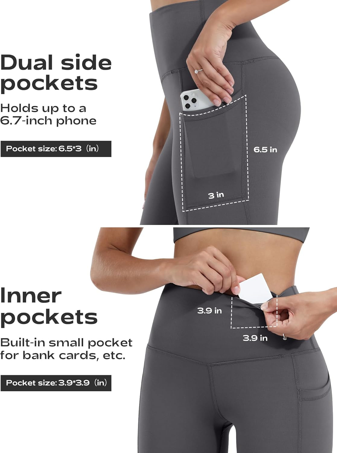 High-Waisted Women's Leggings with Pockets for Tummy Control and Yoga Workouts