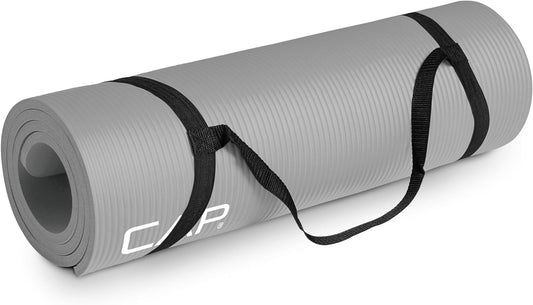 1/2-Inch High Density Exercise Yoga Mat with Strap | Multiple Options