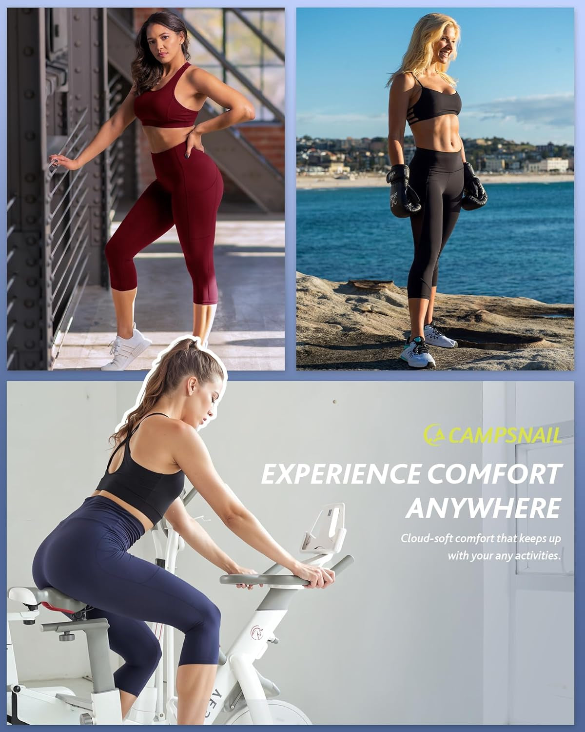 Women's 4-Pack High-Waisted Capri Leggings with Tummy Control and Pockets for Yoga and Cycling