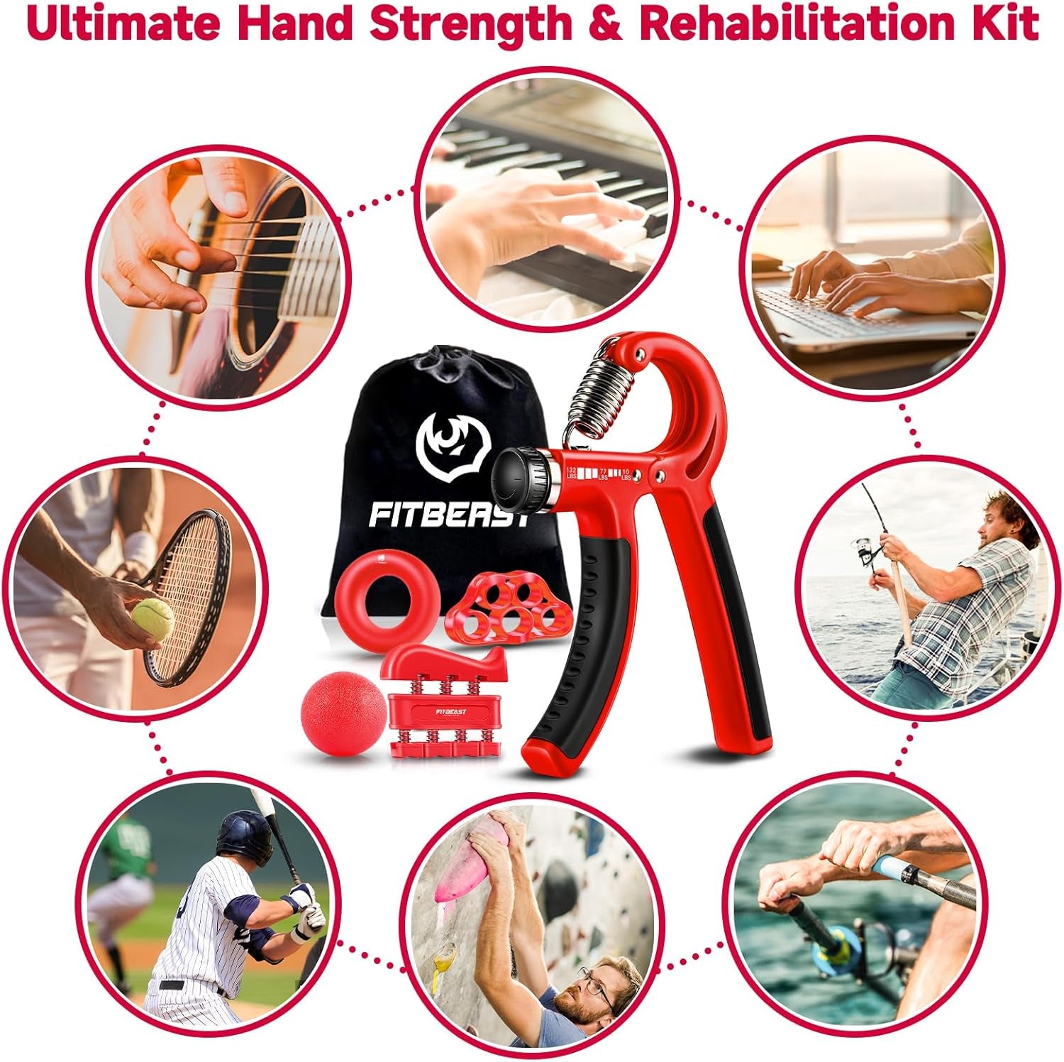 Ultimate 5-Pack Adjustable Resistance Grip Strengthening Kit for Powerful Forearms and Hands